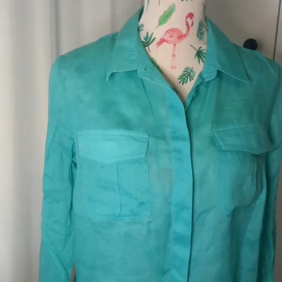 Sportscraft long sleeve shirt, teal coloured, roll up sleeve option (10) - Picture 2 of 5